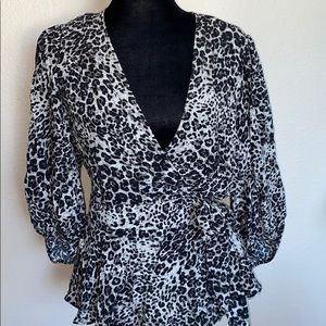 Leopard Wrap Blouse